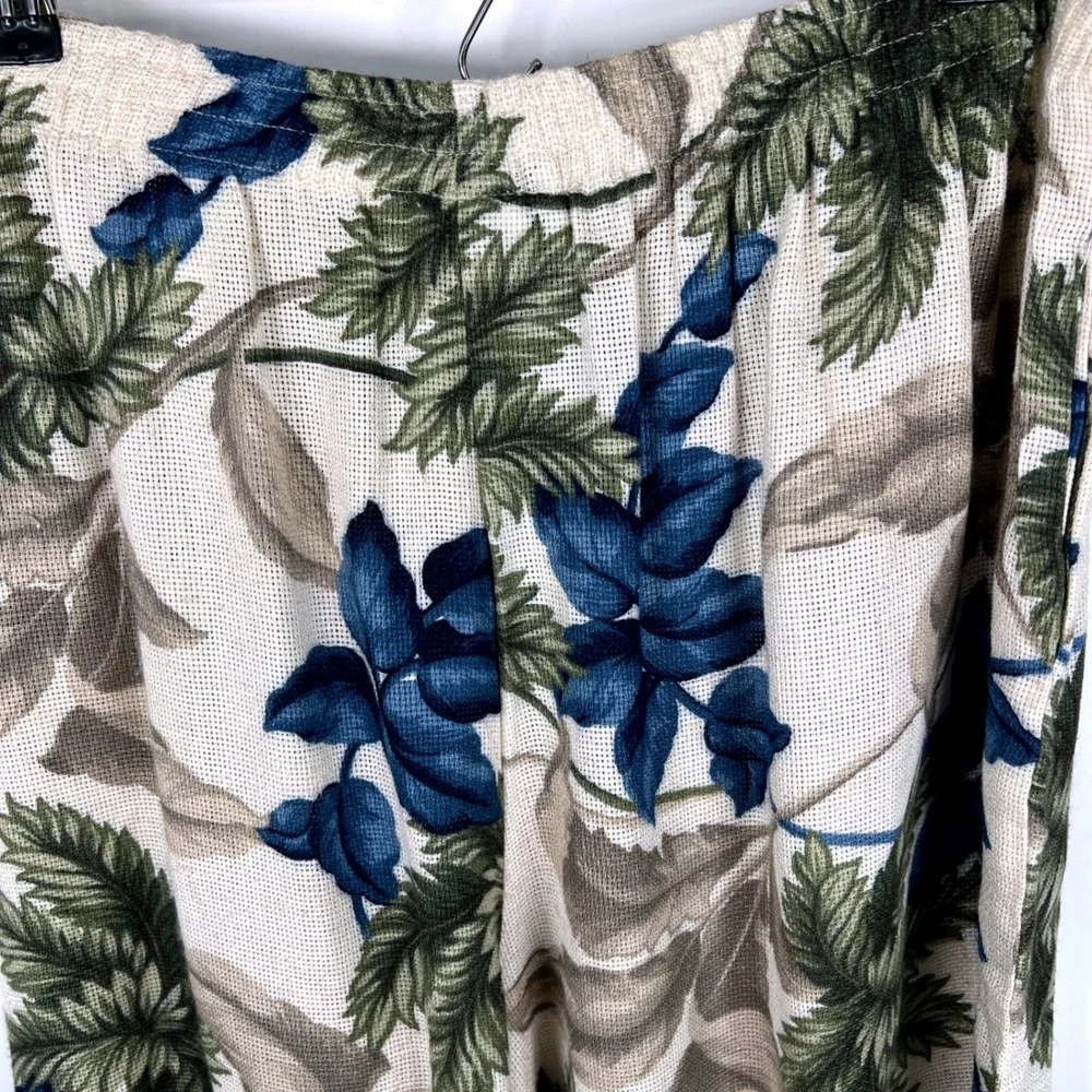 Fiting Image Vintage Tropical Leaf‎ Print Shorts Blue Green Plus Size 22/24 NEW